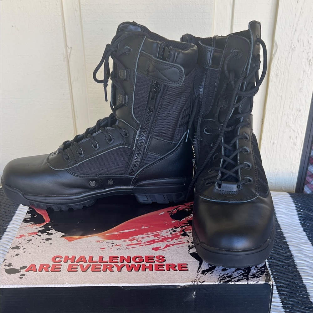 Men Black Tactical Boots size 11. Military style with zippers. - Picture 3 of 14